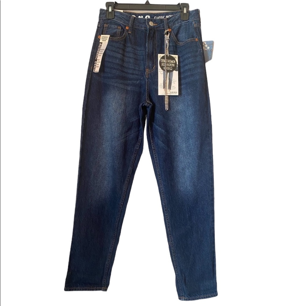 SONG Classic Mom Dark Denim Embroidered Jeans